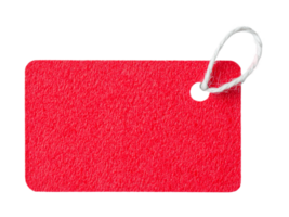 Red price tag with string for labeling and organizing, cut out png