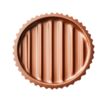 Close-up of round chocolate with grooved pattern, cut out png