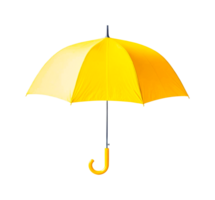 Yellow umbrella with curved handle isolated, cut out png