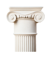 Classical ionic column with scrolls and fluted shaft architecture design, cut out png
