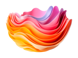 Abstract layered colorful paper art sculpture with wavy patterns, cut out png