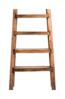 Rustic wooden ladder with four steps and weathered texture, cut out png