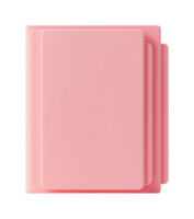 Stack of pink plastic rectangular trays with rounded edges, cut out png