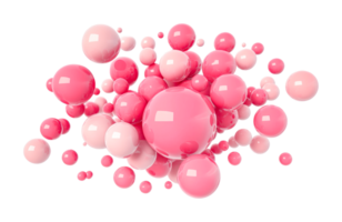 Cluster of shiny pink spheres in various sizes, cut out png