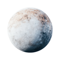 Detailed view of dwarf planet pluto's surface and texture, cut out png