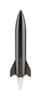 Futuristic rocket design with pointed nose cone and fins for space exploration, cut out png