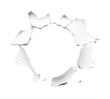Circular torn paper with jagged edges on plain surface, cut out png