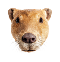 Portrait of an otter face with whiskers and expressive eyes, cut out png