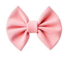 Pink fabric bow with textured surface and symmetrical design, cut out png