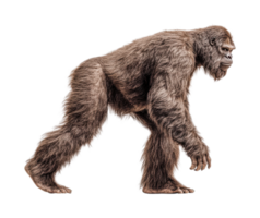 Illustration of extinct gigantopithecus walking, cut out png