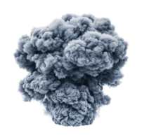 Dense exploding smoke cloud in isolated formation against white background, cut out png