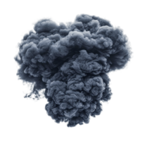 Voluminous grey smoke cloud rising in the air exhibiting dynamic swirls and patterns, cut out png