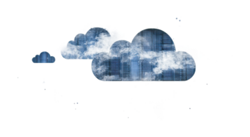 Conceptual cloud computing with digital data storage symbols, cut out png