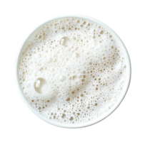 Frothy milk close-up with bubbles and foam texture, cut out png
