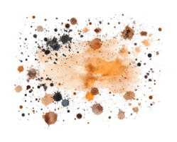Vibrant abstract paint splatter in earth tones with dynamic patterns, cut out png