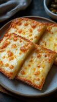 Savory cheese bread served on a plate capturing the essence of comfort food at a cozy cafe setting photo