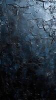 Dark textured wall with rough surface creates a mysterious and dramatic atmosphere in a modern interior design photo