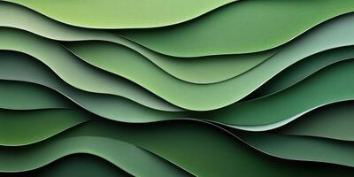 Waves of green layers create a calming texture that enhances modern design aesthetics in various settings photo