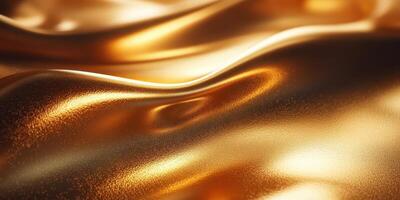 Shimmering golden fabric flows beautifully under soft light creating an elegant and luxurious atmosphere photo