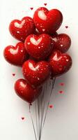 Colorful heart-shaped balloons create a festive and cheerful atmosphere perfect for celebrations and romantic occasions photo
