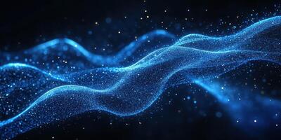 Flowing blue particles create a mesmerizing wave pattern in a dark background, evoking a sense of movement and tranquility photo
