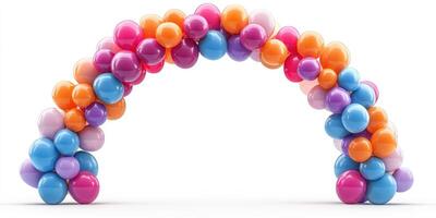 Colorful balloon arch created for a festive celebration in a bright indoor space during the afternoon photo