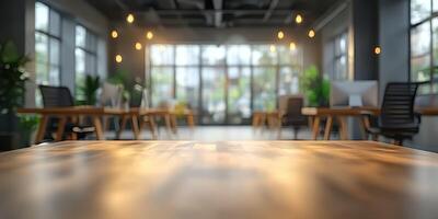 Bright and spacious coworking space with natural light and modern furnishings during daytime work hours photo