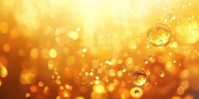 Bubbles and golden hues create a mesmerizing effect during sunset in a serene environment photo