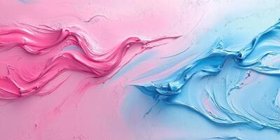 Colorful abstract swirls of pink and blue paint create a soothing and dynamic visual composition in an artistic setting photo