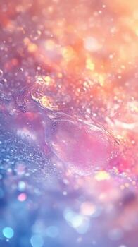 Colorful water droplets create a mesmerizing abstract effect with shimmering lights in a dynamic setting photo