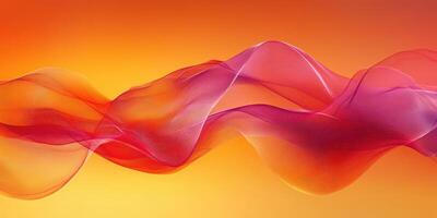 Colorful flowing fabric creates an abstract wave pattern in warm tones of orange and pink photo