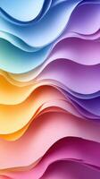 Colorful abstract waves create a visually striking pattern in vibrant shades of blue, orange, pink, and purple photo