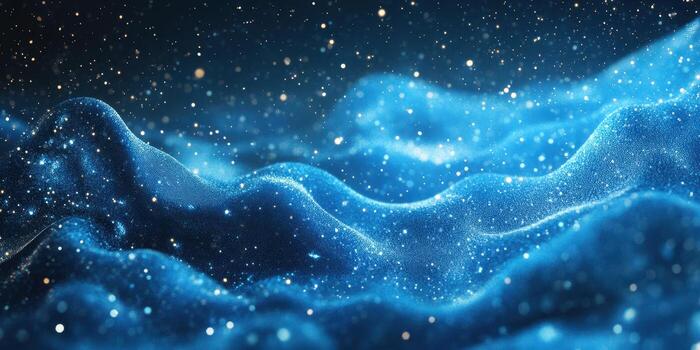 Captivating blue waves illuminated by shimmering lights in a dreamlike underwater landscape photo