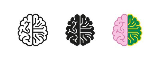 Digital brain icon. AI technology sign. Human mind and neural network illustration. Intelligence and cognition symbol. Psychology and science concept. Learning, memory and innovation pictogram. vector