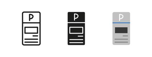 Parking meter icon. Digital payment machine illustration. Device for ticketing and fee collection in urban car parking spaces. Public transport infrastructure and roadside convenience. vector