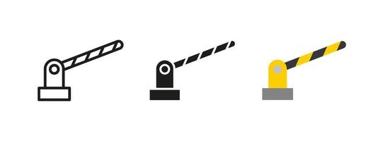 Barrier icon. Security gate illustration representing restricted access, parking control and checkpoint management. Safety symbol used for roadblocks, entrances and passage regulation. vector