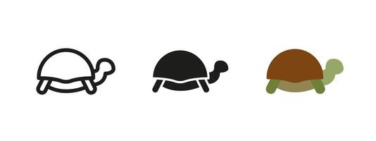 Turtle icon. Tortoise with a hard shell illustration. Slow moving reptile symbol. Aquatic and tropical animal pictogram. Nature and wildlife conservation concept. vector