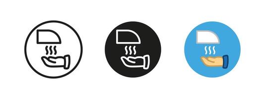Hand dryer icon. Automatic air-blowing illustration for hygiene and sanitation in public restrooms. A touchless drying solution for clean and safe hand washing. vector