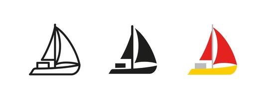 Sailboat icon. Simple yacht illustration. A sleek and minimalistic marine symbol representing sailing, ocean travel and nautical adventures for leisure and recreation. vector