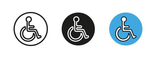 Wheelchair icon. Accessible disability symbol illustration. Mobility aid sign for handicapped individuals, ensuring inclusion, support and equal access in public spaces and facilities. vector