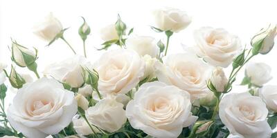 Beautiful arrangement of white roses highlighting their delicate blooms and greenery in natural light photo