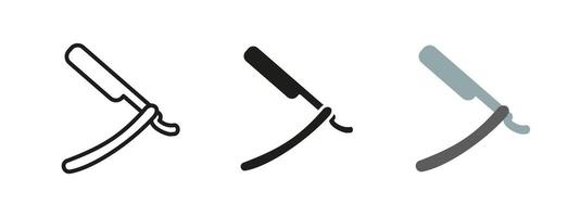 Straight razor icon. Classic barber tool illustration. Grooming and shaving symbol representing vintage barbershop style, sharp precision and professional self-care. vector