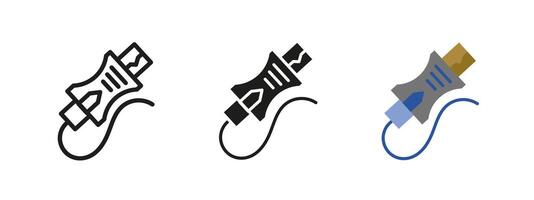USB Type C connector icon. Modern charging and data transfer cable illustration. Reversible port plug symbol. Universal connection pictogram. Electronic device accessory for power transfer. vector