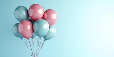 Colorful balloons in soft pastel shades create a festive atmosphere for celebrations and events photo