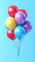 Colorful balloons floating against a bright blue background creating a festive and cheerful atmosphere for celebrations photo