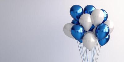 Decorative blue and white balloons gathered together for a festive occasion in a vibrant setting photo