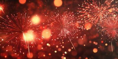 Colorful fireworks illuminate the night sky during a festive celebration in an urban setting photo