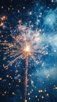 Sparkling fireworks display illuminating the night sky during a celebratory event in a festive atmosphere photo