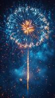 Bright fireworks create a dazzling flower-like display in the night sky during a festive celebration photo