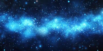 Starry night sky with blue nebula and distant starlight creating a cosmic landscape photo